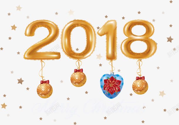 星星花纹金色2018png免抠素材_新图网 https://ixintu.com 2018 2018气球 星星花纹 矢量png 节日2018 金色2018