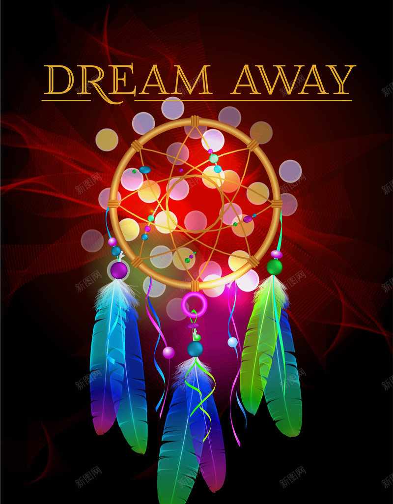梦想主题海报背景模板矢量图ai设计背景_新图网 https://ixintu.com Dream 捕梦网 梦幻 梦想 浪漫 海报 炫彩 矢量 羽毛 矢量图