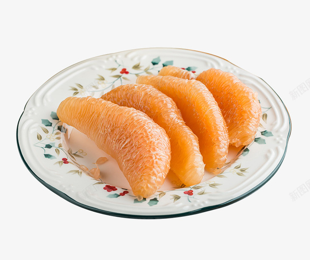 瓷盘子里的黄柚果肉png免抠素材_新图网 https://ixintu.com 果实 果盘 果肉 柚子 瓷盘 白柚 秋冬水果 维生素C 黄柚