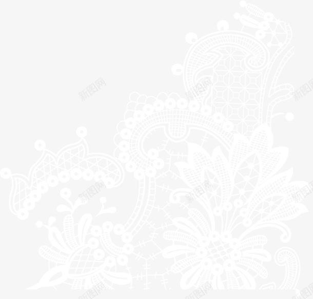 手绘白色婚纱花纹png免抠素材_新图网 https://ixintu.com 婚纱 白色 花纹