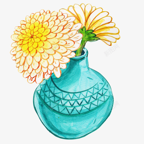 花瓶psd免抠素材_新图网 https://ixintu.com 水彩 精美 花朵 花瓶