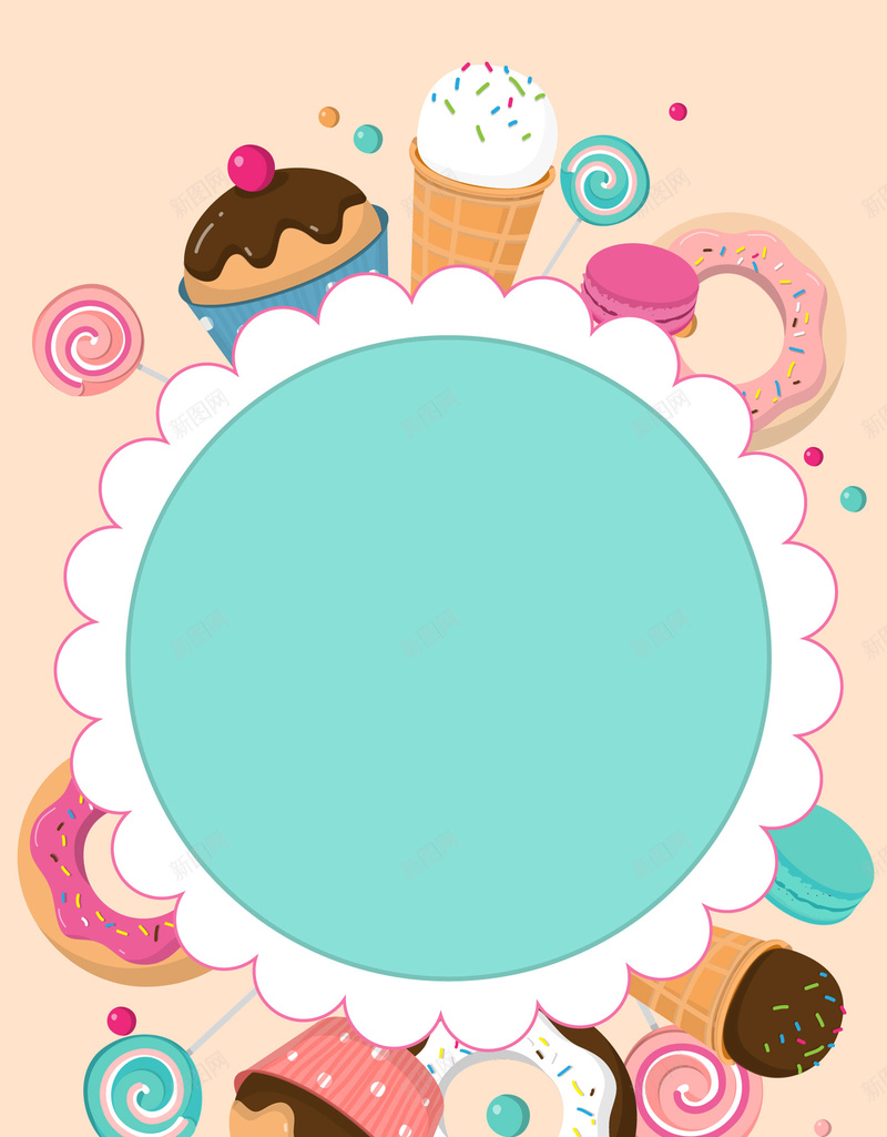 矢量甜品美食甜食背景ai设计背景_新图网 https://ixintu.com 冰淇淋 创意 手绘 梦幻 浪漫 海报 甜品 甜品店 甜甜圈 甜美 甜食 美食 背景素材 蛋糕 蛋糕店 矢量图