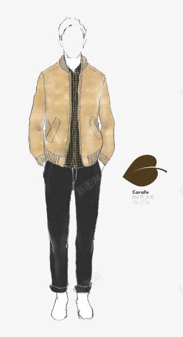 简约男装插画稿png免抠素材_新图网 https://ixintu.com 手绘时装 手绘时装模特 时装设计插画