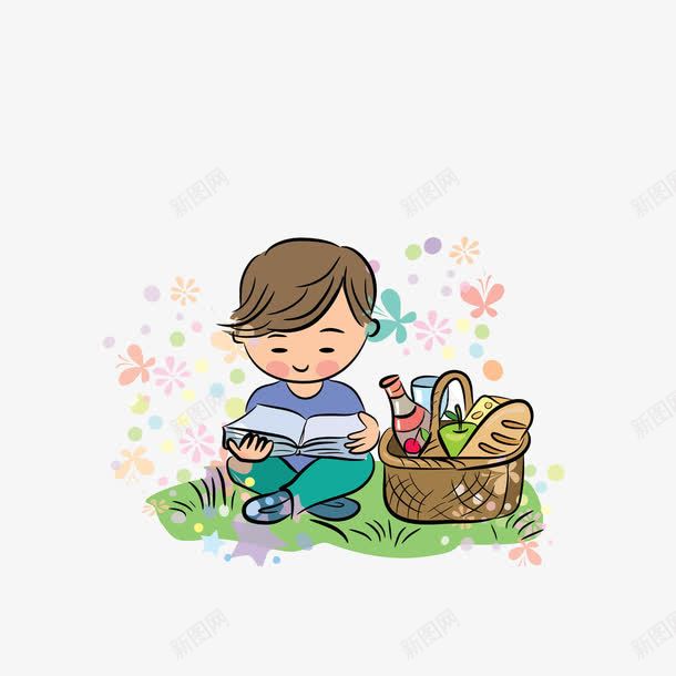 看书的小男孩png免抠素材_新图网 https://ixintu.com 人物 儿童 卡通 小男孩