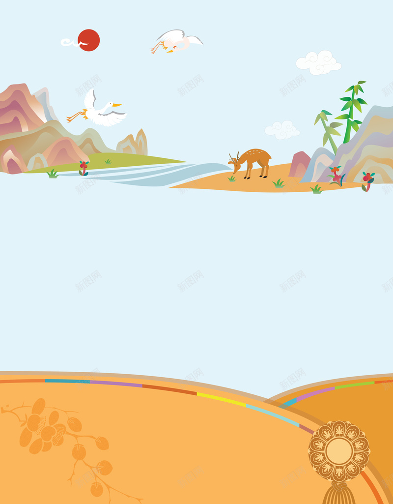 扁平化卡通插画平面广告矢量图ai高清背景_新图网 https://ixintu.com 云朵 信纸 动物 卡通 平面广告 扁平化 手绘 插画 贺卡 矢量图