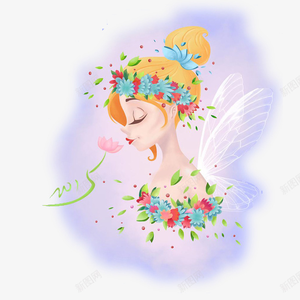 手绘插画小精灵png免抠素材_新图网 https://ixintu.com 仙子 卡通美女 小精灵 手绘 插画 花仙 花仙子 花精灵 蝴蝶仙子