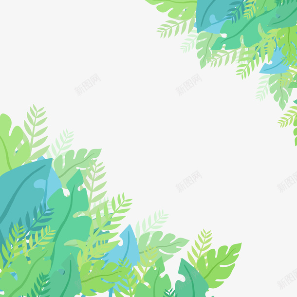 手绘绿色植物叶子png免抠素材_新图网 https://ixintu.com 卡通叶子 叶子植物 小清新植物 背景装饰