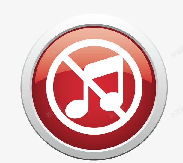 红色按钮手机静音图标png_新图网 https://ixintu.com 卡通图案 手机按钮 手机静音 简约图形 静音图标