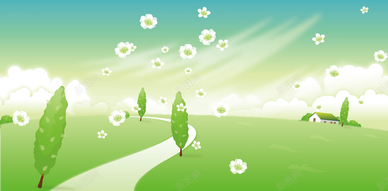 极简卡通背景矢量图ai设计背景_新图网 https://ixintu.com AI 卡通 小树 山水风景 粉色背景 绿色 花 花朵 靓丽背景 风 风景 风景插画免费下载 矢量图