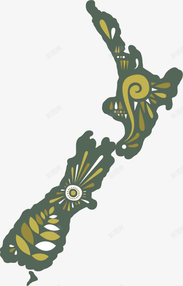 新西兰类型图形png免抠素材_新图网 https://ixintu.com 南半球 国家 图形 图案 地图 新西兰 新西兰地图 绿色