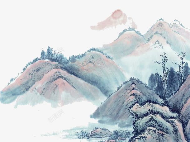 水墨画山png免抠素材_新图网 https://ixintu.com 国画 山 水墨画 水墨路 美术
