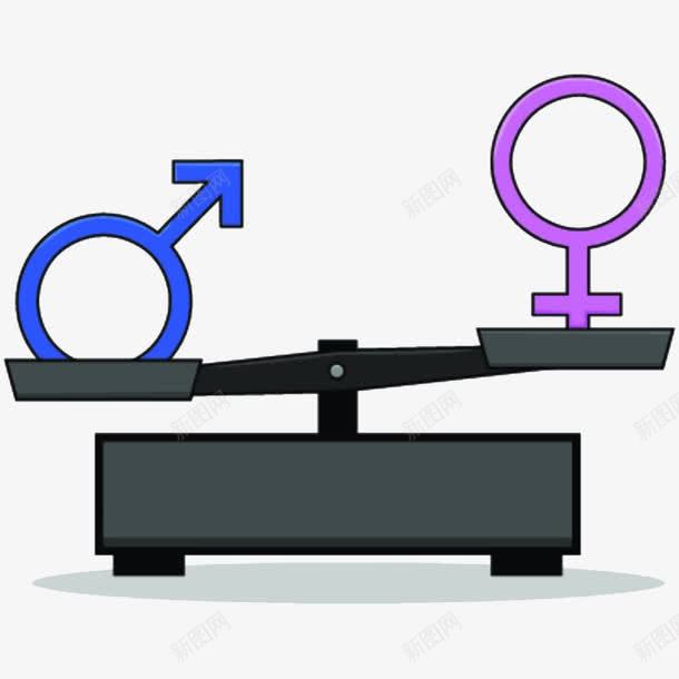 手绘男女天平png免抠素材_新图网 https://ixintu.com 公正 天平 天平砝码 手绘 托盘 托盘天平 水平称 男女符号 称
