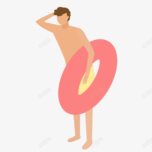 卡通人物带游泳圈矢量图ai免抠素材_新图网 https://ixintu.com 人物 卡通 手绘 游泳 游泳圈 玩耍 直立 站立 装饰 矢量图