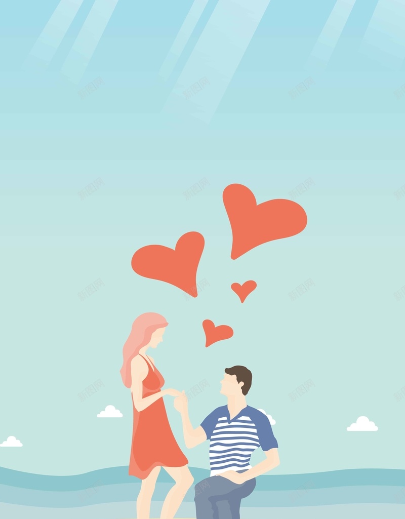 情人节蓝色手绘清新简约背景矢量图ai设计背景_新图网 https://ixintu.com 人物 卡通 可爱 大气 情人节 情侣 插画 浪漫 清新 爱心 简约 背景 蓝色背景 矢量图