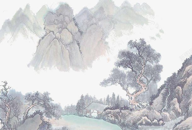 水墨画山png免抠素材_新图网 https://ixintu.com 国画 山 树 水墨画 水墨路