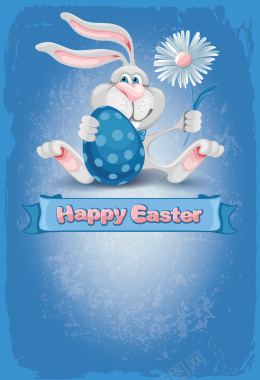 卡通复活节兔子海报背景矢量图背景