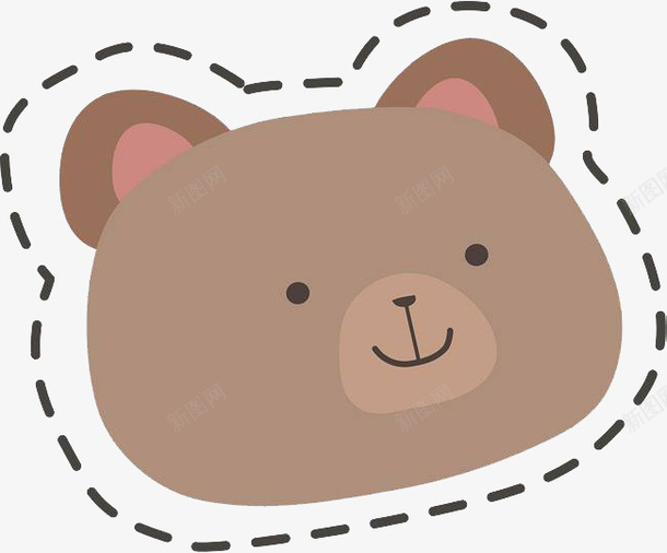 微笑扁平熊头png免抠素材_新图网 https://ixintu.com 动物 卡通 扁平