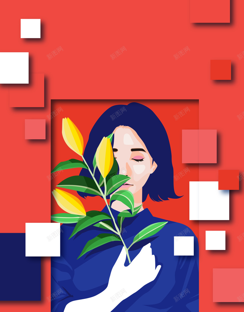 唯美初夏风尚海报背景矢量图ai设计背景_新图网 https://ixintu.com 几何 初夏 唯美 手绘 插画 海报 矢量 素材 红色 背景 花朵 风尚 矢量图