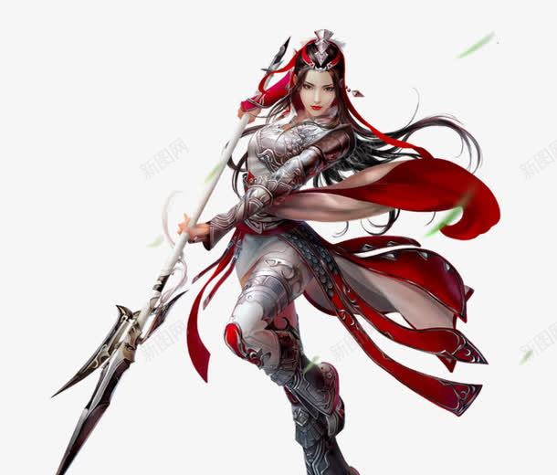 持枪银甲女子古风手绘png免抠素材_新图网 https://ixintu.com 古风 女子 手绘 持枪 银甲