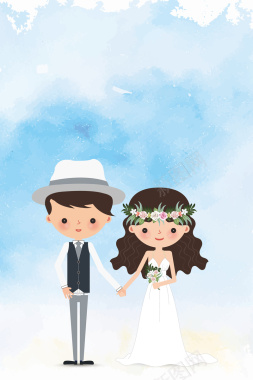 卡通矢量婚礼婚庆海报背景