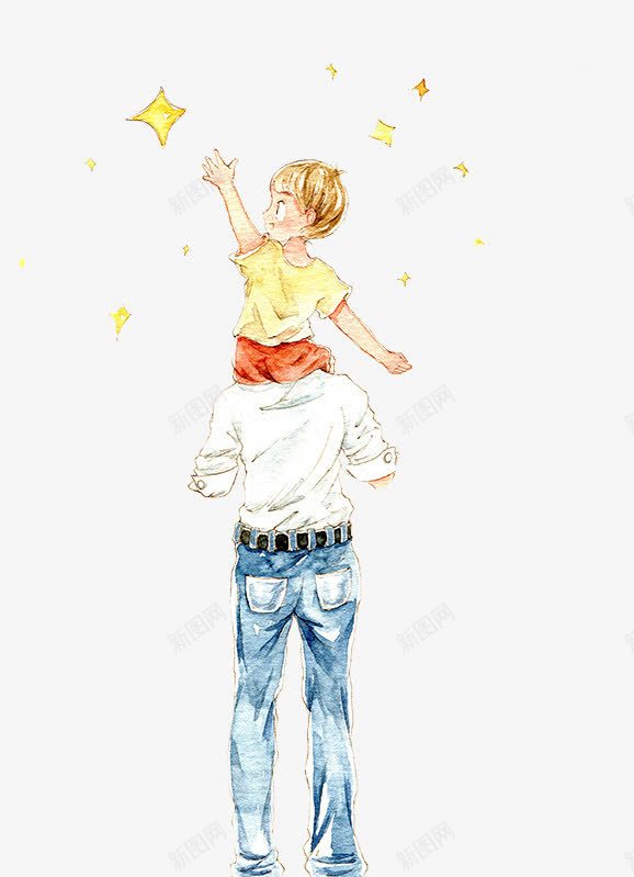 爸爸肩上的小男孩png免抠素材_新图网 https://ixintu.com 小男孩 星星 父子 爸爸