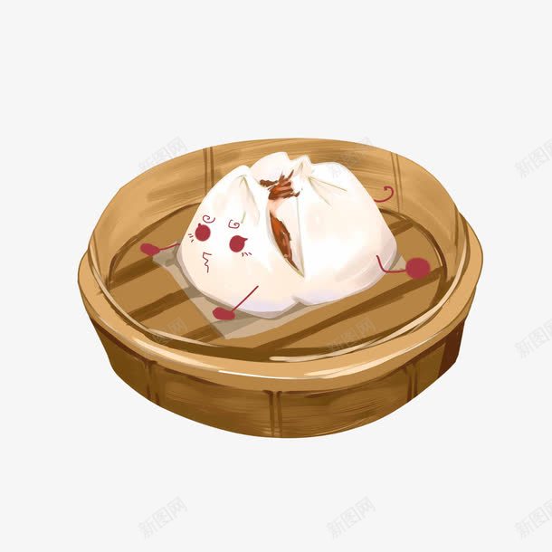 卡通可爱叉烧包子png免抠素材_新图网 https://ixintu.com 叉烧 叉烧包子 可爱手绘 撅嘴的包子 早茶点心 蒸笼叉烧包