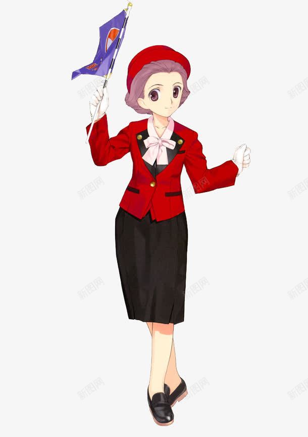 卡通导游png免抠素材_新图网 https://ixintu.com 卡通 卡通人物 卡通导游 导游 导游人物 手持旗子导游