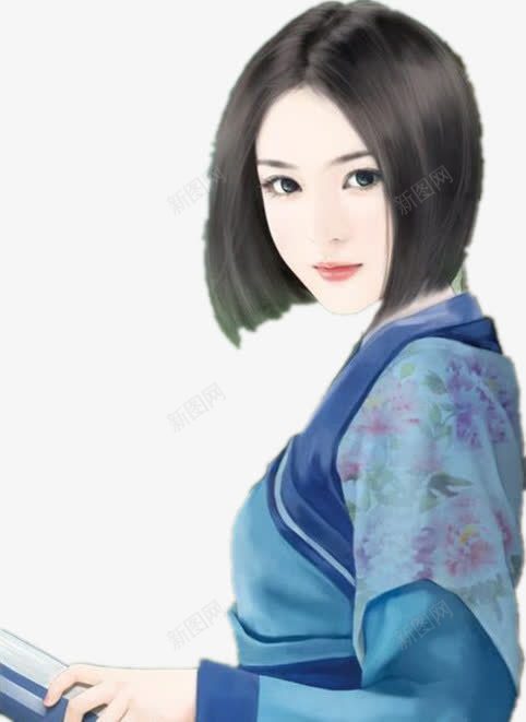 蓝裙短发女子png免抠素材_新图网 https://ixintu.com 女子 短发