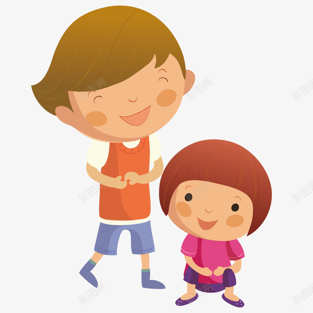 哥哥和妹妹矢量图ai免抠素材_新图网 https://ixintu.com 兄妹 哥哥妹妹 手绘 插画 矢量人物 矢量图