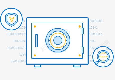 蓝色卡通保险箱图标背景图标