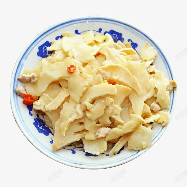 一盘竹笋炒肉png免抠素材_新图网 https://ixintu.com 家常菜 小菜 盘子 竹笋炒肉 菜品 青花瓷 食物