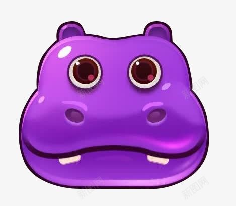 紫色河马png免抠素材_新图网 https://ixintu.com 动物 卡通 手绘 河马 紫色