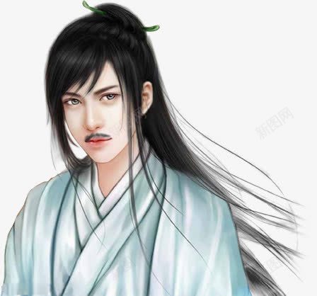小胡子长发白衣古风男子png免抠素材_新图网 https://ixintu.com 古风 小胡子 男子 白衣 长发