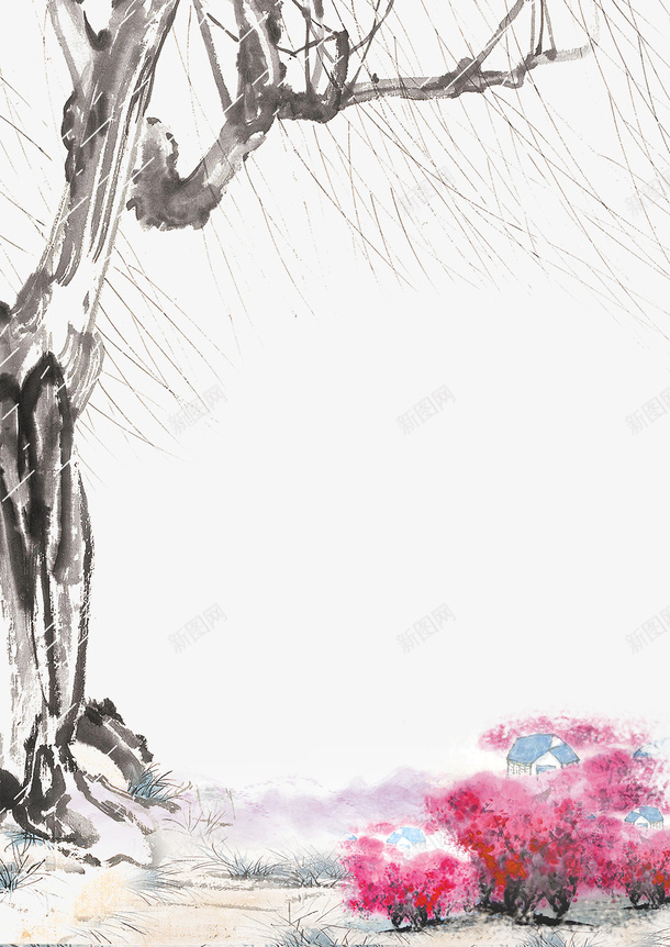 灰色水墨植物png免抠素材_新图网 https://ixintu.com PNG素材 手绘 植物 水墨 灰色