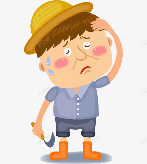 流汗的男人png免抠素材_新图网 https://ixintu.com 农民 劳作的 帅气的 插图 汗滴 男人 简笔 草帽 镰刀