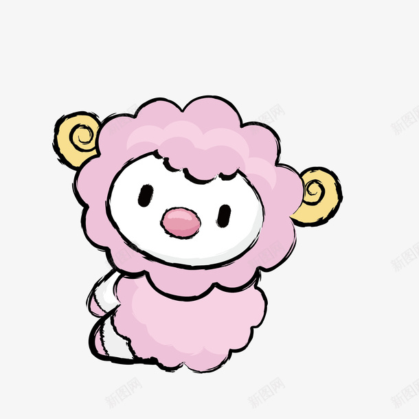 粉色手绘的绵羊png免抠素材_新图网 https://ixintu.com 动物 卡通绵羊 可爱绵羊 小绵羊 手绘绵羊 粉色绵羊 绵羊