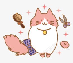 猫png免抠素材_新图网 https://ixintu.com 剪刀 卡通 梳子 猫 理发