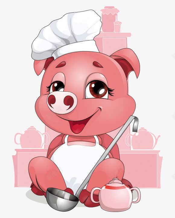 厨师猪png免抠素材_新图网 https://ixintu.com 卡通 厨师 猪