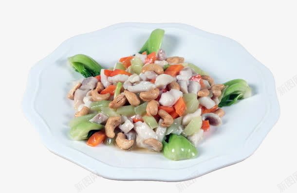 鲜奶鱼丁png免抠素材_新图网 https://ixintu.com 小油菜 快手菜 美食 胡萝卜 腰果 鱼肉 鲜奶汁