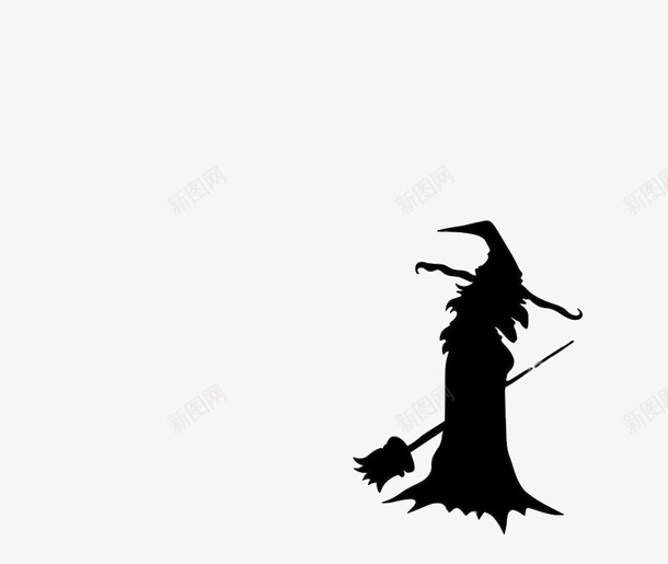 万圣节女巫拿扫把剪影元素png免抠素材_新图网 https://ixintu.com 万圣节 女巫 扫把 黑影