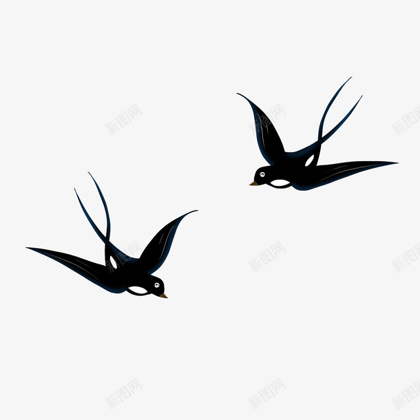 手绘卡通黑色燕子元素png免抠素材_新图网 https://ixintu.com 卡通燕子 手绘燕子 春天 燕子 黑色燕子