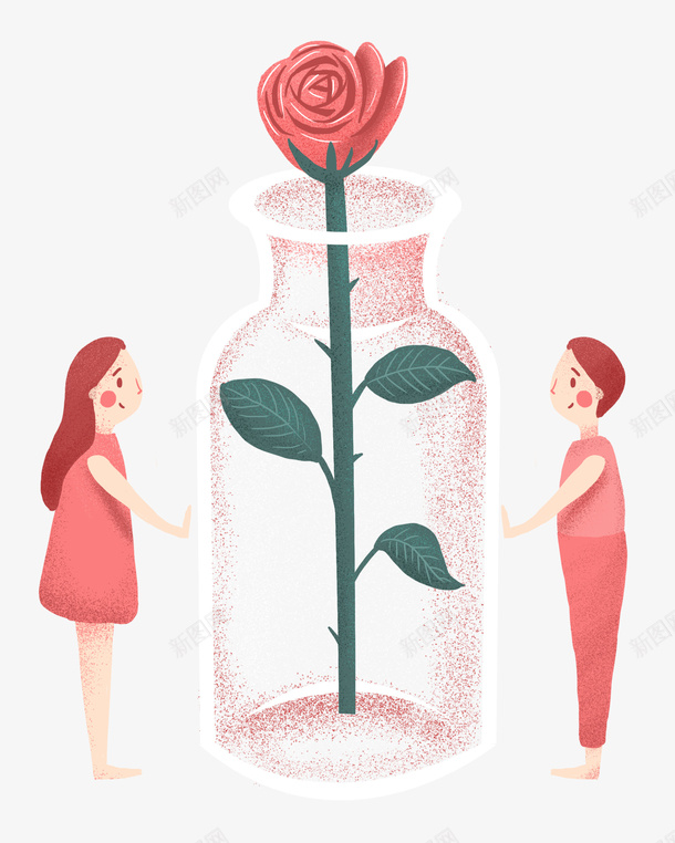 小清新手绘情人节情侣psd免抠素材_新图网 https://ixintu.com 小清新 小清新手绘情人节情侣 情人节 情侣 手绘 瓶子 花朵 鲜花