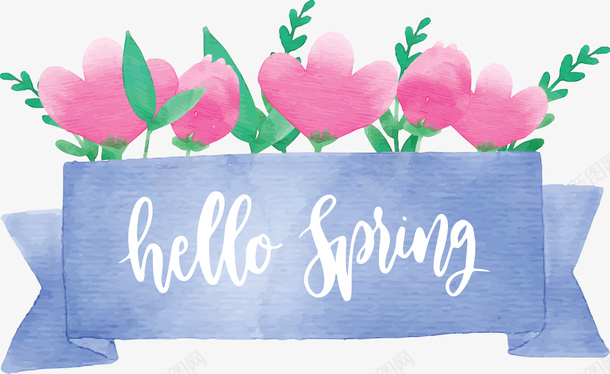 你好春天粉红花丛矢量图ai免抠素材_新图网 https://ixintu.com hellospring 你好春天 春天 矢量png 粉红花丛 花丛 矢量图