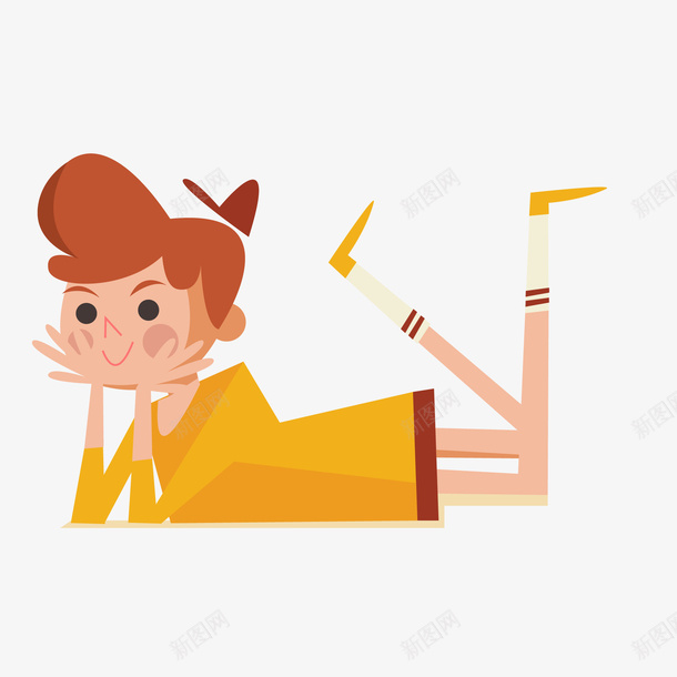 卡通趴着的人物矢量图ai免抠素材_新图网 https://ixintu.com 人物设计 儿童节 卡通 女孩 矢量图 趴着的 趴着的小人