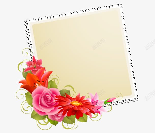 手绘彩色红色花边框png免抠素材_新图网 https://ixintu.com 图片框 手绘彩色花朵 矢量的花朵 红色的花边