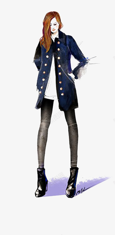 手绘女孩png免抠素材_新图网 https://ixintu.com 卡通 女孩 手绘 插画 搭配 秋天 穿搭
