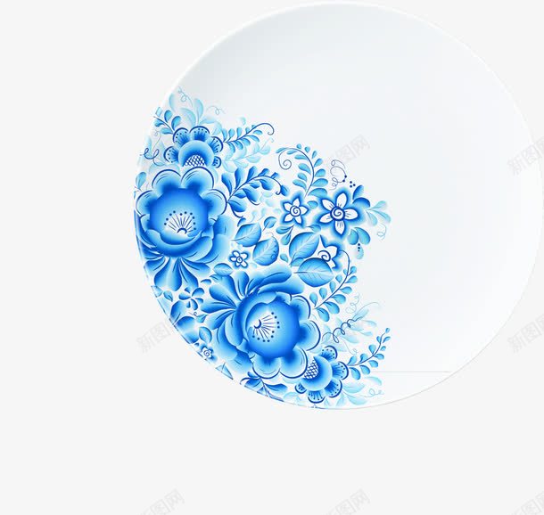 蓝花装饰白瓷盘png免抠素材_新图网 https://ixintu.com 花纹装饰瓷器盘子中国风艺术品