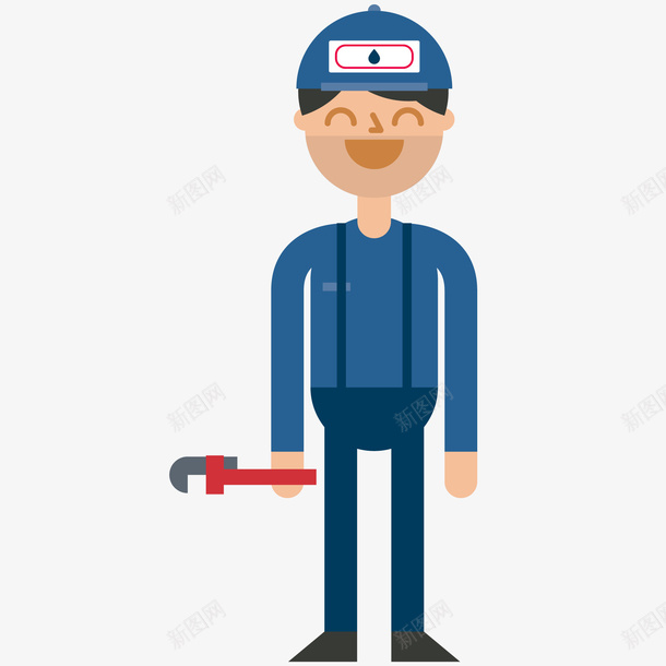 卡通维修工人物矢量图ai免抠素材_新图网 https://ixintu.com 人物设计 卡通 扁平化 扳手 维修工人 矢量图