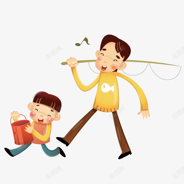 父子准备去钓鱼矢量图ai免抠素材_新图网 https://ixintu.com 亲人 卡通 手绘 插画 父子 钓鱼 矢量图