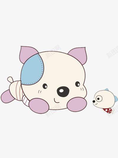 呆萌大小狗png免抠素材_新图网 https://ixintu.com 动物 卡通 可爱 比大小 素材